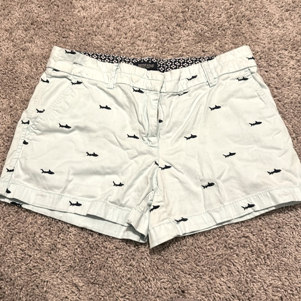 British Khaki Light Blue Shark Shorts